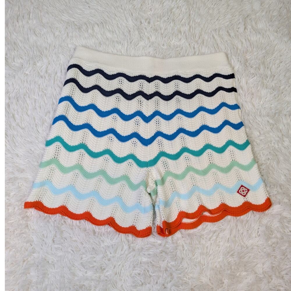 Casablanca Paris Crochet Wave Knit Shorts XXL Coastal Resort Luxury - Picture 13 of 13